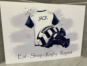 Rugby Personalised A4 UNFRAMED PRINT