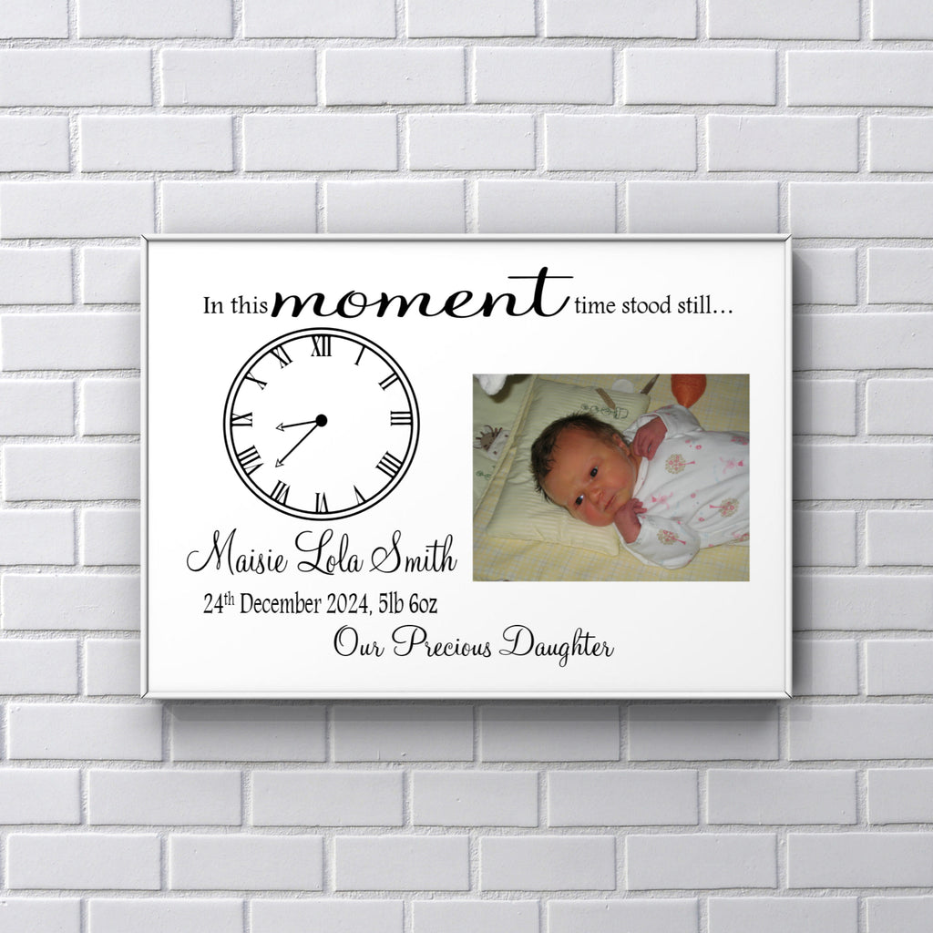 Personalised Newborn Baby Print  “In this moment time stood still"