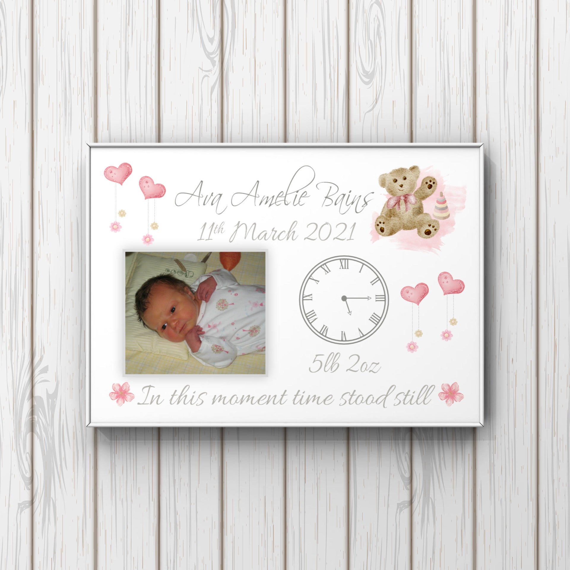 Personalised Nursery prints Newborn baby girl gift – Framed