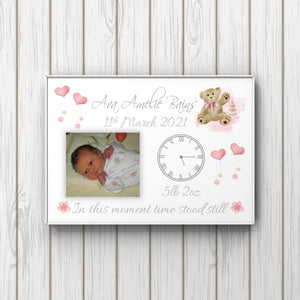 Personalised A4 Newborn PRINT UNFRAMED "In this moment time stood still"