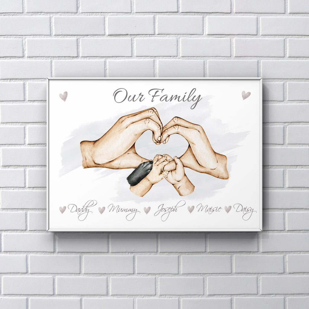 Personalised Family Heart Handprint A4 print