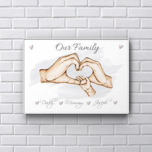 Family heart hands A4 Print UNFRAMED