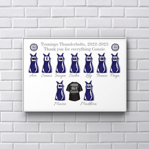 Netball coach gift personalised UNFRAMED A4 PRINT