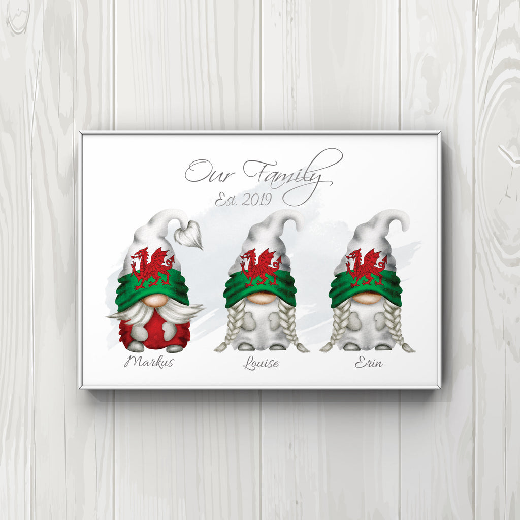 Gonk personalised Welsh Flag  A4 Print UNFRAMED