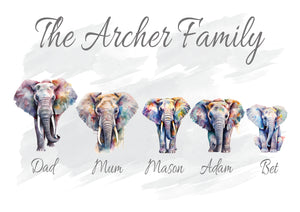 Elephant Family A4 Print UNFRAMED