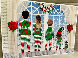 A4 Personalised Family Elf Print UNFRAMED