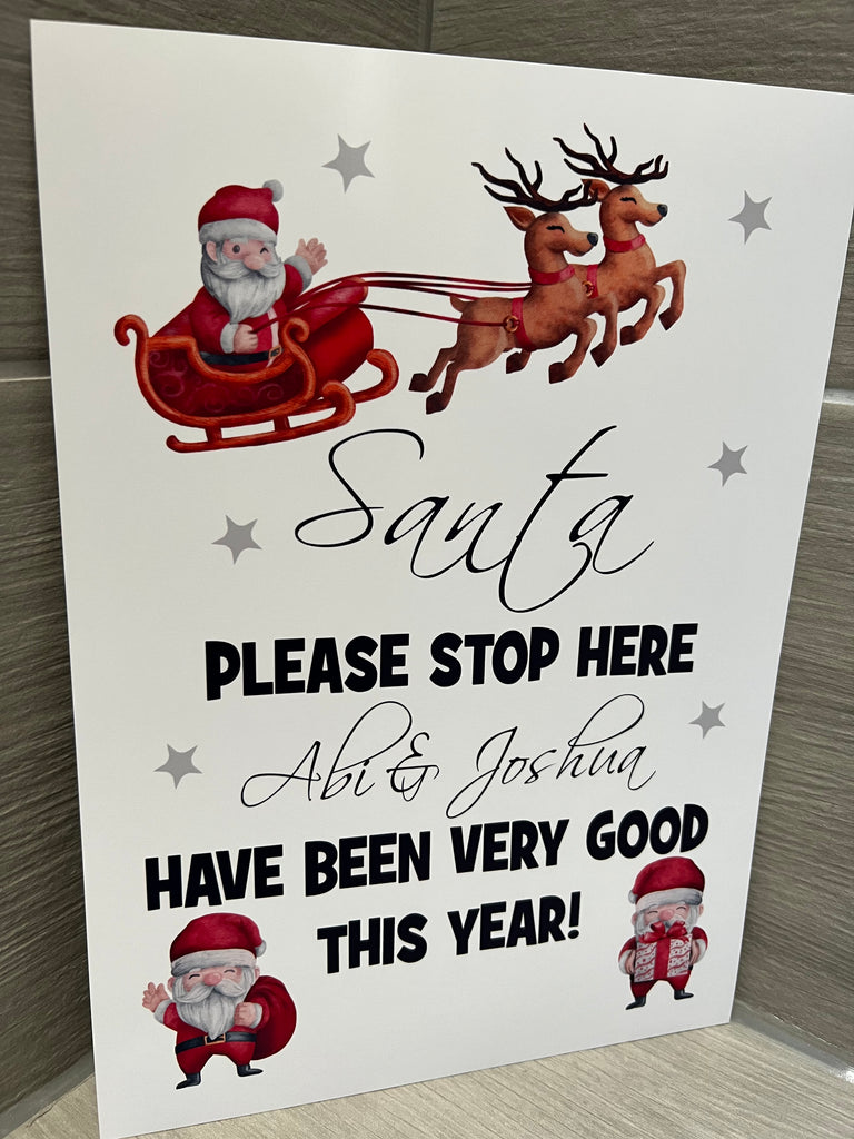 A4 personalised Santa stop here print UNFRAMED