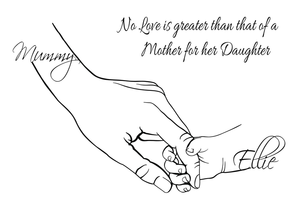 Personalised Mummy hand A4 Print UNFRAMED