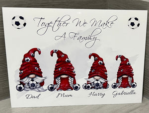Gonk personalised Football Red Father’s Day A4 Print UNFRAMED