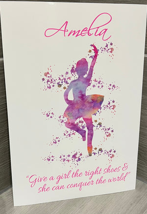 Personalised Name A4 Newborn ballet PRINT UNFRAMED