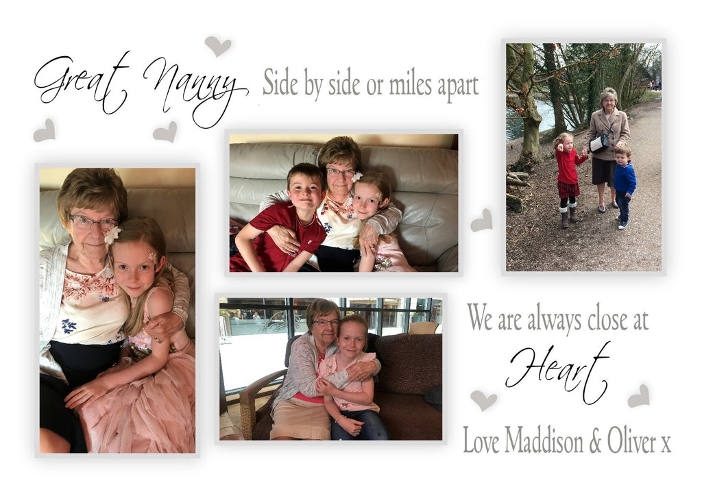 A4 print only Side by side or miles apart Great Nanny gift