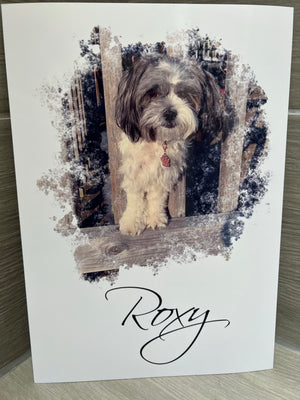 A4 Personalised Doggy dog print UNFRAMED