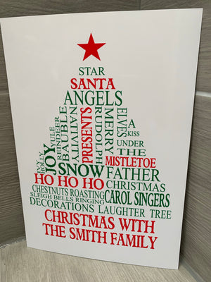 A4 Christmas Tree personalised print UNFRAMED