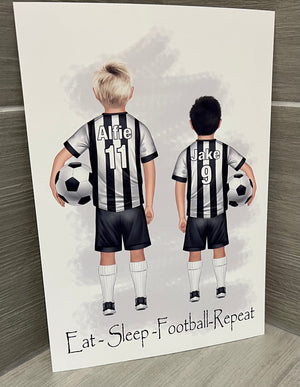 Football two people personalised UNFRAMED A4 PRINT