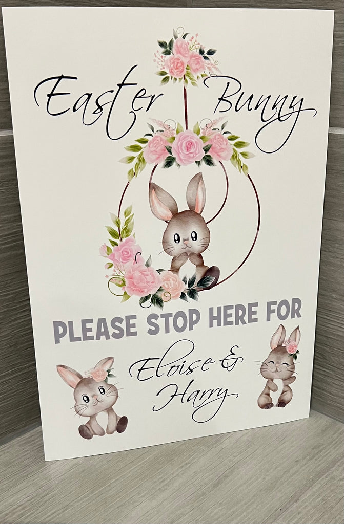A4 personalised Easter Bunny stop here print UNFRAMED