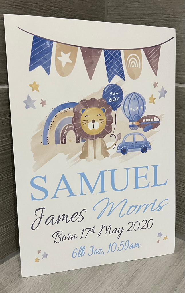 Personalised Name Lion A4 Newborn PRINT UNFRAMED