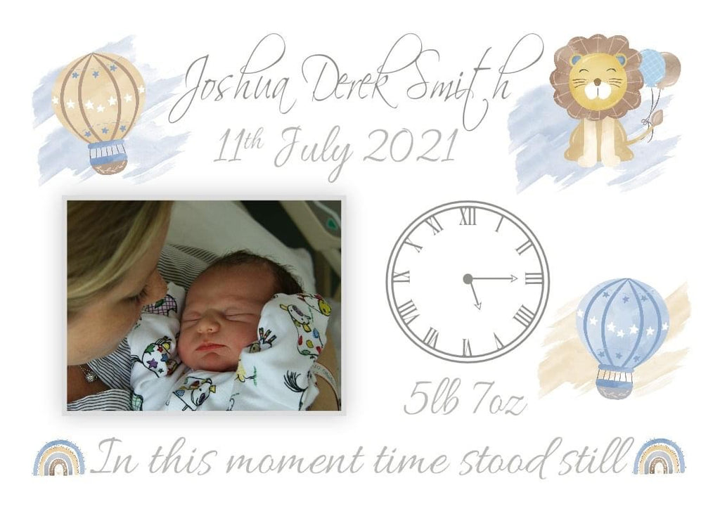 Personalised A4 Boy Newborn in this moment PRINT UNFRAMED "In this moment time stood still"