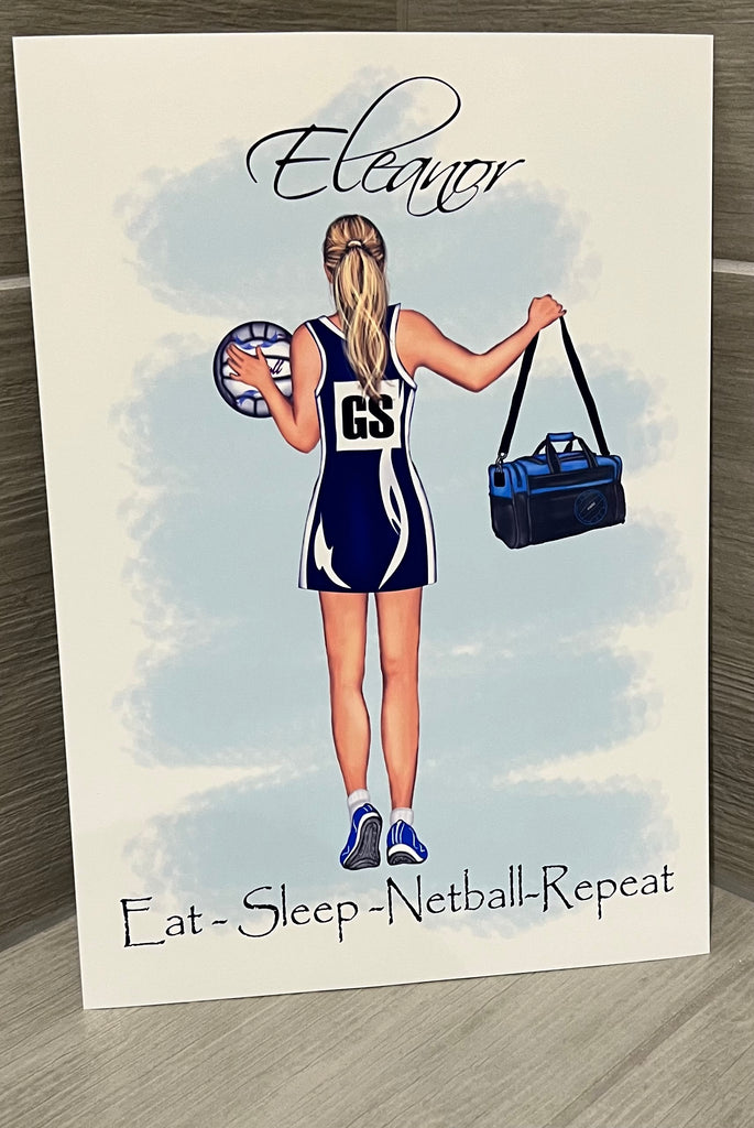 Netball personalised UNFRAMED A4 PRINT