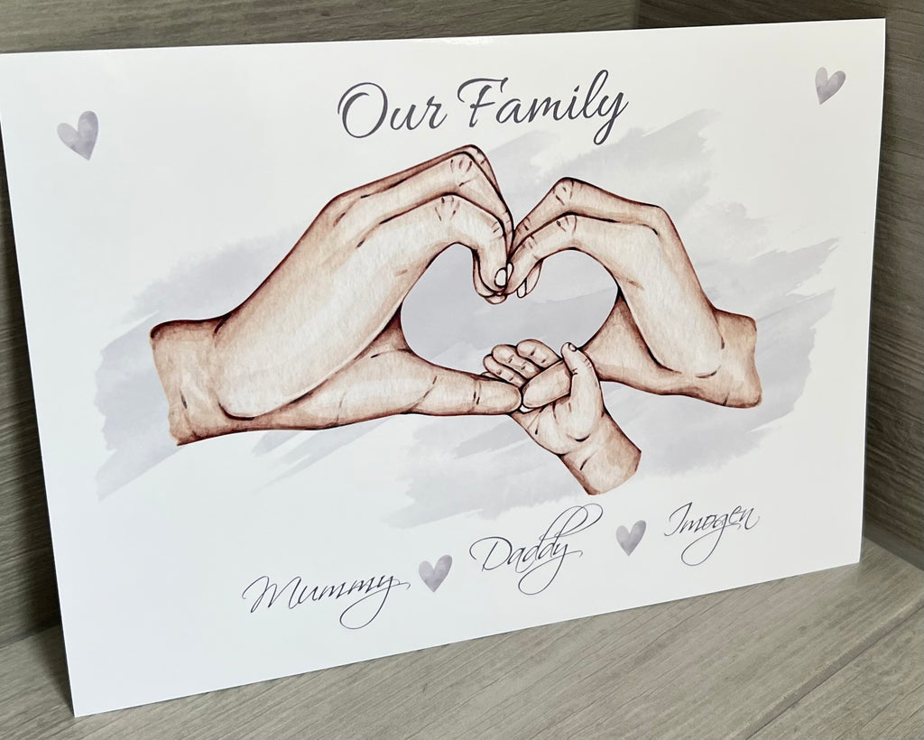 Family heart hands A4 Print UNFRAMED