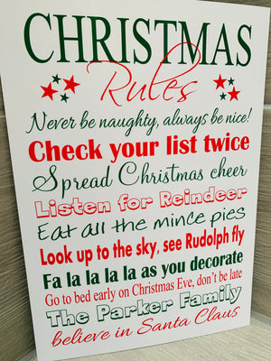 Christmas Rules A4 print UNFRAMED