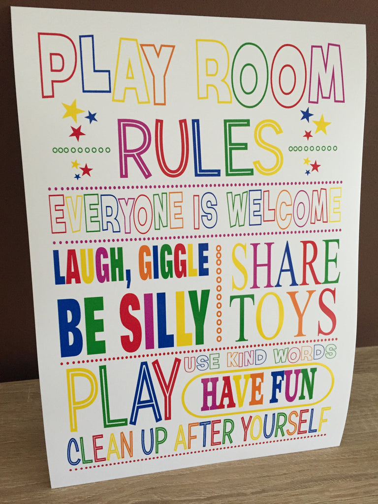 A4 print (unmounted/unframed) Play Room Rules