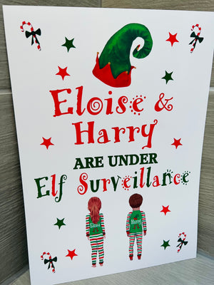 Personalised Elf Surveillance A4 print
