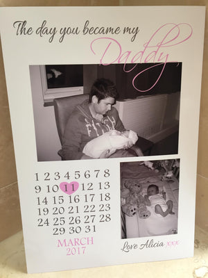 A4 Personalised photo print 'The day you became my Daddy'