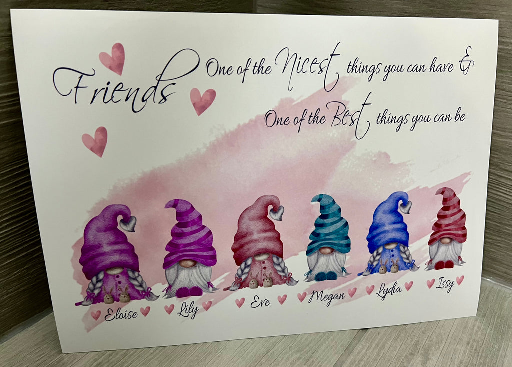 Gonk personalised friends  A4 Print UNFRAMED