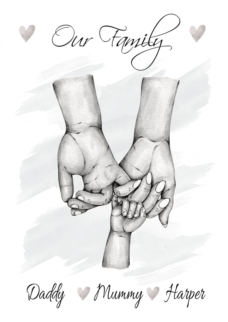 Pinky Promise Family hands A4 Print UNFRAMED